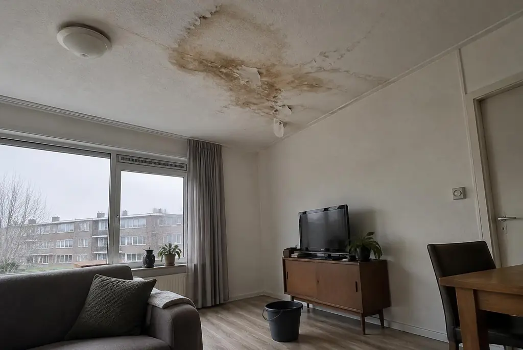 Lekdetectie Bussum – vochtplek op het plafond onder een badkamer